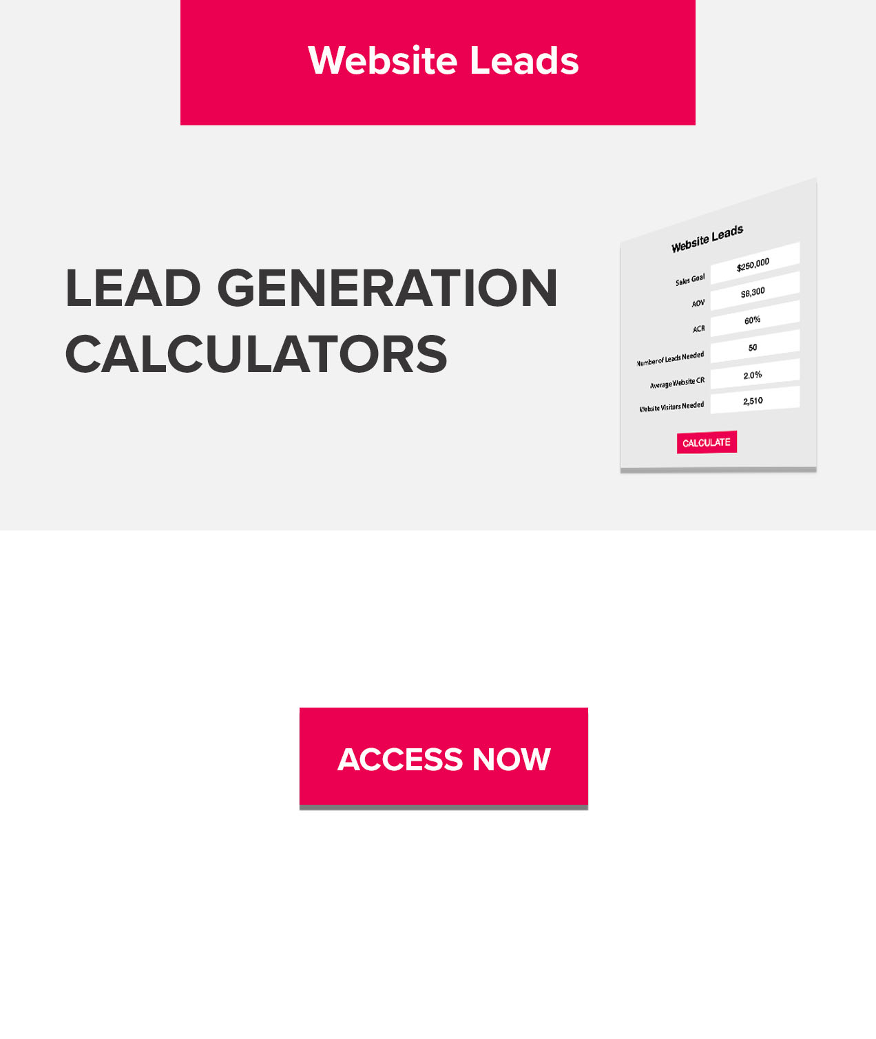CMO Dashboard Website Lead Generation Calculator
